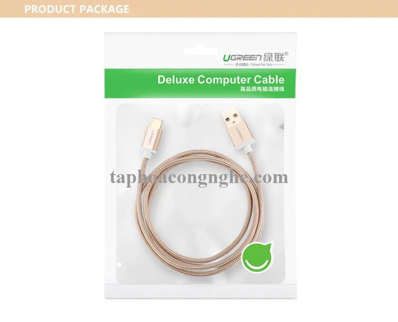 Ugreen 20863 3M màu Vàng Dây USB 2.0 sang Type-C đầu nhôm dây bọc vinyl US174 30020863